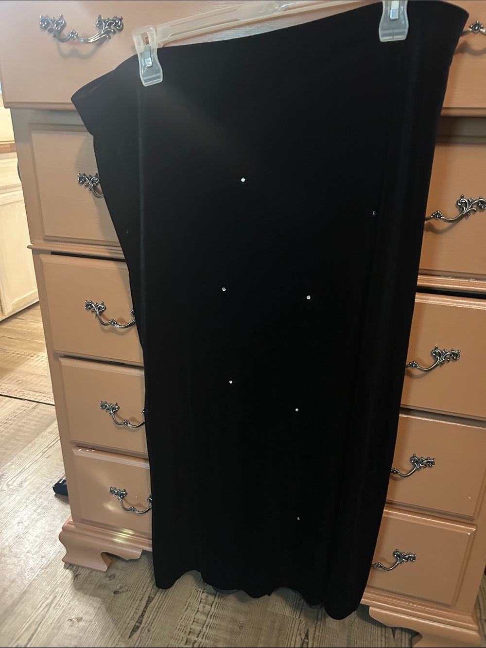 Black Women's Maxi skirt with Rhinestone Accents